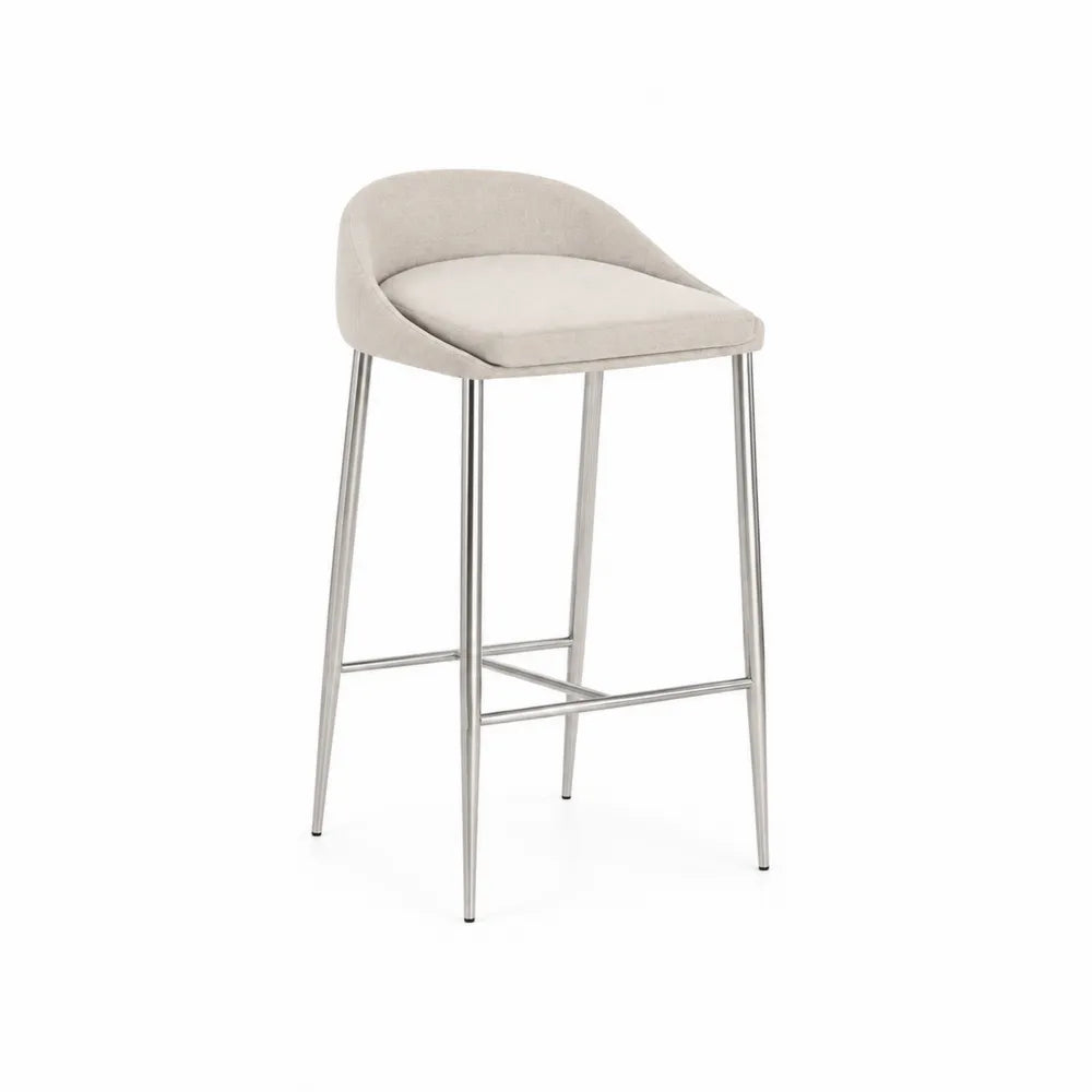 Barhocker Stoff Edelstahl Beige