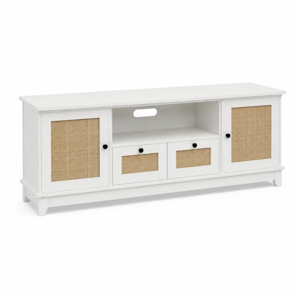 TV-Schrank Holz Rattan