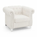Sessel Creme Boucl¨¦ Stoff mit