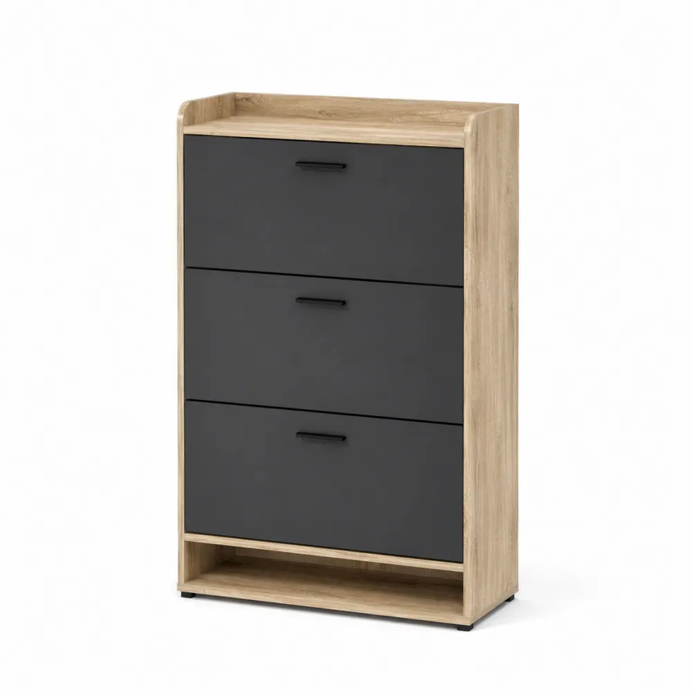 Schuhschrank mit 3 Klappen aus Holz und MDF