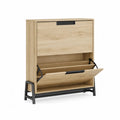 Schuhschrank Holzoptik Metall 2 Klappt¨¹ren 100x90x30