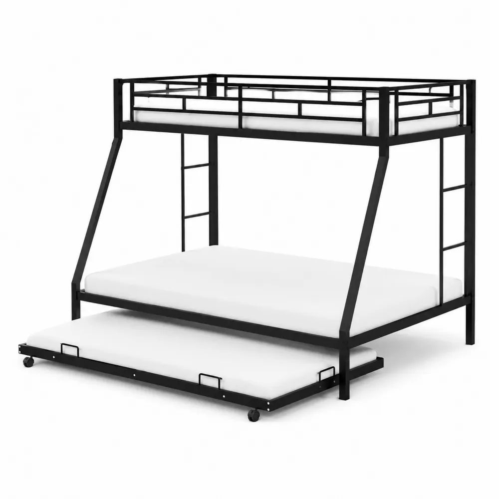 Schwarzes Metall-Etagenbett mit
