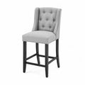 Barhocker mit R¨¹ckenlehne Grau Leinen Massivholz