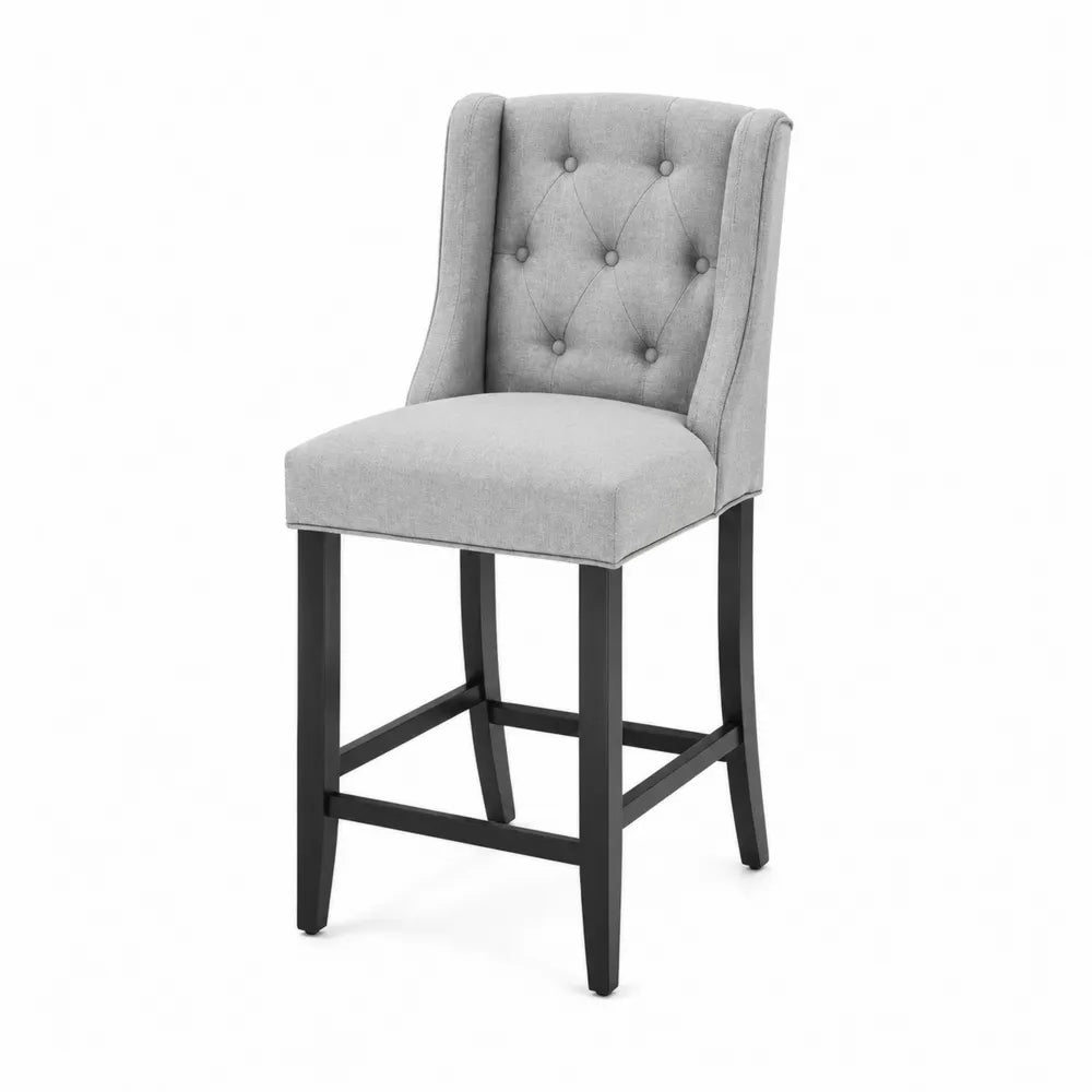 Barhocker mit R¨¹ckenlehne Grau Leinen Massivholz
