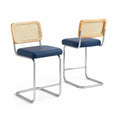 Barhocker Set mit Rattangeflecht R¨¹ckenlehne, PU-Sitz,
