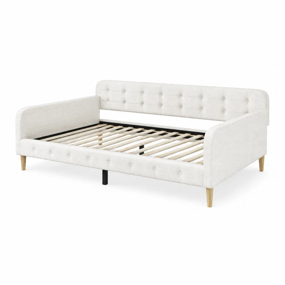 Polsterbett Tagesbett Holzstoff Creme